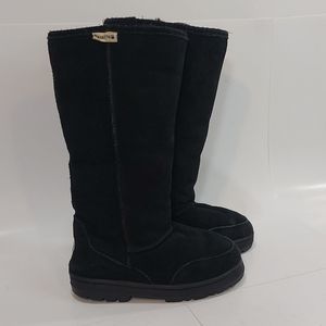 Bear Paw Women's Black Sheepskin 13.5"  Tall Boots szW5
